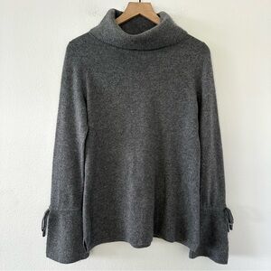 Sofia Cashmere Charcoal Grey 100% Cashmere Sweater Sz S Bell sleeve Funnel Neck